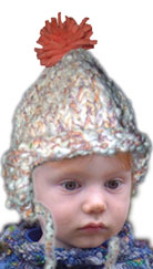 hand knit ear flap Baby Cap